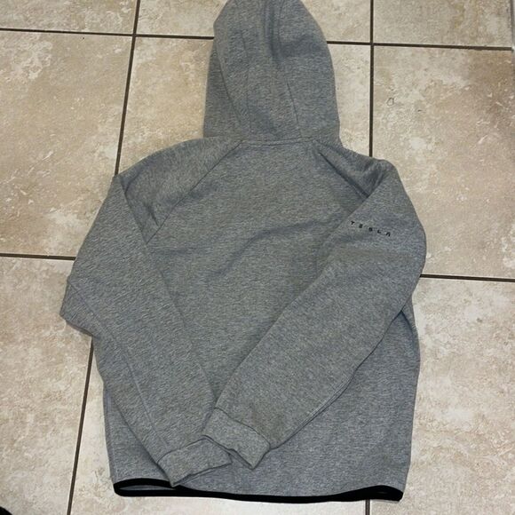Men’s Tesla Hoodie Hooded Full Zipper Jacket Gray Performance Tech Slim Fit L - Picture 6 of 8